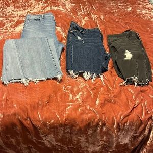 Trio of size 18 jeans from American Eagle, Old Navy and Torrid.